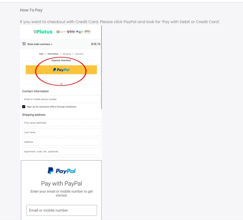 2020-10-20 简单的独立站优化，目前很多人都只是用paypal来收款，信用卡收款申请有点门槛并且容易被封；弃单率都比较高。 突然看到一个shopify商店的产品描述蛮不错的，分享给大家。 其实用paypal收款时，客户也可以使用信用卡或者借记卡付款的，只是多一步操作而已，可能很多客户也不知道有这一步。 可以把每个产品页描述都加一段如何在paypal用信用卡或借记卡支付的步骤，像这样： （图1） How To Pay If you want to checkout with Credit Card. Please click PayPal and look for ‘Pay with Debit or Credit Card’. （图2） （图3） Enter your Payment details, your Billing Address, and your Contact Information. （图4）-极客跨境