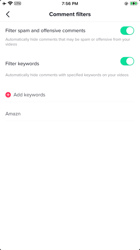 2020-12-16【新手必看】TikTok如何规避恶意评论？ 自己的号，自己做主，但有时候面对“大神”，你自己做不了主，为啥呢？人技术太牛逼，无它。 号大招妒，真正被摧残过你才会知道，原来TikTok还能还有这种玩法，评论区截流，针对需求关键词，针对性定向评论垃圾广告（效果咋样不知，有大神玩过的可以评论区留言分享一下数据。不鄙视，多种不同的玩法了解一下蛮好的） 遇到这种情况，我们以下几种方式都试过： 1）直接Blocked账号，然后删除（心累，不推荐） 2）直接举报（心累，不推荐） 3）设置关键词过滤（强烈推荐） 设置入口： 打开TikTok——我——右上角（...）——Privacy——Comment filtes——Filter keywords（保持开启状态）——Add keywords——设置垃圾关键词字段——保存——设置完成 然后你会看到评论区所有的垃圾全部消失 温馨提示： 1、我们的精力主要放在运营，官方提供的这个工具真的很不错 2、越垂直的号越容易被人盯上，尤其流量做大以后，提前了解下，遇到了直接上，节省时间 3、公布出来一是希望帮助更多人有效避免这个问题，一是因为我也是崇尚技术的人，我可以不用，但我必须了解-极客跨境