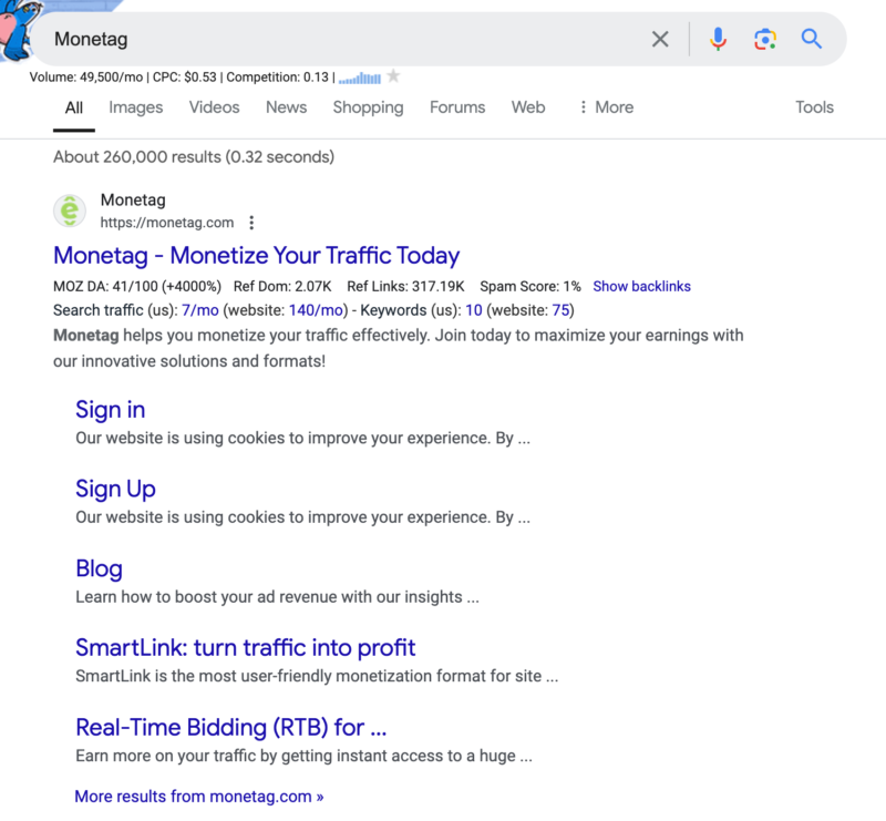 Monetag 这个广告联盟的申请门槛比较低（单价要比 Adsense 低点）。 黑的玩法没试过，有兴趣可以试试。-极客跨境