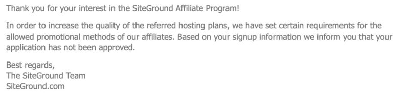 2023-07-12 申请 SiteGround Affiliate 被拒，怎么申请才能通过？大家有没有好的办法？ 被拒原因是提交的网站流量太小了-极客跨境