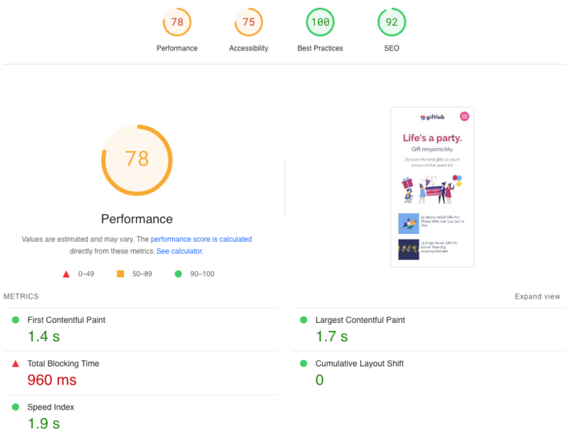 2024-09-11 【2/N】继续聊聊 GiftLab 这个网站，看看用了哪些技术栈，以及自动化方案是怎样的。 先看速度，图一与图二分别是移动端与桌面端的测速情况，很可以的水平了。 其实要实现这样的效果，我目前实操过的主要有三种方案。 其一，是使用 Hostinger 这款主机产品，他们家的移动端速度很不错，比 SG 强多了。 其二，是自己买云主机部署网站，我接触的 Linode、AWS 这些都可以。 其三，是给网站套上一层 CDN，比如群里 徐总「Frank」推荐的 Bunny CDN 就挺不错的。 速度这块解决了，接下来就是 CMS 方案了。 这个网站基本看一眼就知道是 WordPress 做的，我也建议那些没有代码编程基础的小伙伴，尽可能使用这种方案，因为省心省时间；毕竟我们要聚焦精力，将时间放在核心的事情上。 如果有开发经验，直接用 HTML 代码去撸都可以。 至于网站使用了哪些插件，我用 BuiltWith 查了一下，基本都是些常规操作（见图三）。 安全插件、缓存插件（WP Rocket）、SEO 插件（Yoast SEO）。 此外，联盟营销这块使用了 Lasso 插件，高版本的编辑器好像没有使用。 基本情况就这些，总体上看技术栈非常简单，多实操几下基本都会了。 对了，页面的自动化生成这块，这个站点好像并没有使用，所有文章应该都是手动去做的。 Lasso 插件：https://getlasso.co/-极客跨境