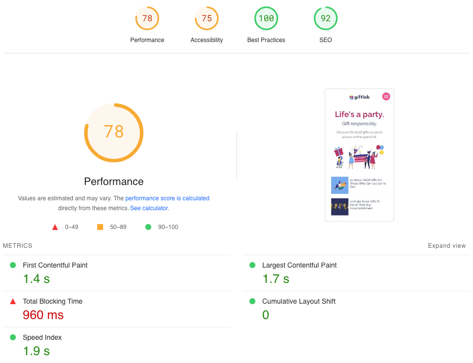 2024-09-11 【2/N】继续聊聊 GiftLab 这个网站，看看用了哪些技术栈，以及自动化方案是怎样的。 先看速度，图一与图二分别是移动端与桌面端的测速情况，很可以的水平了。 其实要实现这样的效果，我目前实操过的主要有三种方案。 其一，是使用 Hostinger 这款主机产品，他们家的移动端速度很不错，比 SG 强多了。 其二，是自己买云主机部署网站，我接触的 Linode、AWS 这些都可以。 其三，是给网站套上一层 CDN，比如群里 徐总「Frank」推荐的 Bunny CDN 就挺不错的。 速度这块解决了，接下来就是 CMS 方案了。 这个网站基本看一眼就知道是 WordPress 做的，我也建议那些没有代码编程基础的小伙伴，尽可能使用这种方案，因为省心省时间；毕竟我们要聚焦精力，将时间放在核心的事情上。 如果有开发经验，直接用 HTML 代码去撸都可以。 至于网站使用了哪些插件，我用 BuiltWith 查了一下，基本都是些常规操作（见图三）。 安全插件、缓存插件（WP Rocket）、SEO 插件（Yoast SEO）。 此外，联盟营销这块使用了 Lasso 插件，高版本的编辑器好像没有使用。 基本情况就这些，总体上看技术栈非常简单，多实操几下基本都会了。 对了，页面的自动化生成这块，这个站点好像并没有使用，所有文章应该都是手动去做的。 Lasso 插件：https://getlasso.co/-独立站论坛-极客跨境