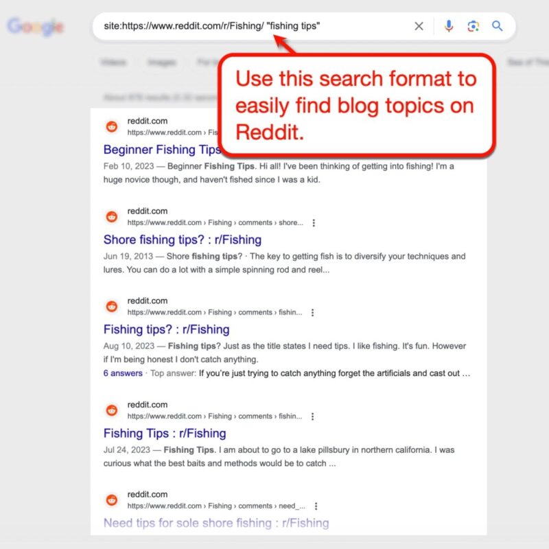 2023-11-12利用 Reddit 找话题。 不知道大家有没有发现，谷歌很不喜欢 Quora、Reddit 这样的论坛平台，前三页基本没有它们的内容。 究其原因，就是因为谷歌不想为它们做嫁衣，不想给这些平台导流。 那我们便可以利用这些平台来选择适合我们的话题，来创作相关的内容了。 第一步，找到论坛上的子话题链接，然后复制下来。 第二步，直接使用谷歌搜索命令搜索即可，见附图。 利用这个方法，再也不用为话题发愁了。-极客跨境