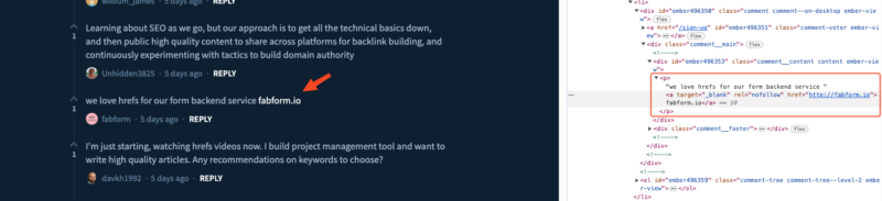 2024-06-19做论坛外链，可以考虑去那些大的流量平台。 比如图一是 Medium 的用户评论区，可以看到 fabform 这个锚文本上就做了一个 nofollow 外链。 不过这里要注意，最好是发点有实际意义的评论信息，不要那种垃圾。 至于 NoFollow 外链要不要做，可以看看图二。-极客跨境