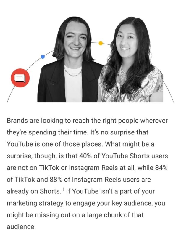 2025-01-06 许多做TikTok的小伙伴忽略了YouTube上巨大的流量机会，给大家分享一下关于YouTube Shorts 短视频的几组数据： 1、YouTube Shorts 每天观看量是700亿 2、96%的GenZ同时在YouTube上看长视频和短视频 3、40%的YouTube Shorts用户是不看TikTok或者IG Reels的 4、但是84%的TikTok用户和88%的IG Reels用户都在看YouTube Shorts-极客跨境