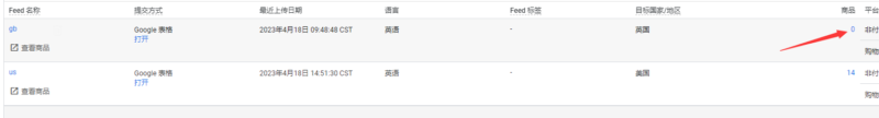 2023-04-18 大家会遇到这个情况嘛同一个产品现在上传两个feed就会有其中一个不行，比如跑美国和英国，你英国上传完了没问题，你再上传美国的时候，英国那边产品数量就会显示0，然后美国这边下面就会有这个提示？试了好几次都是不行，怎么破-极客跨境