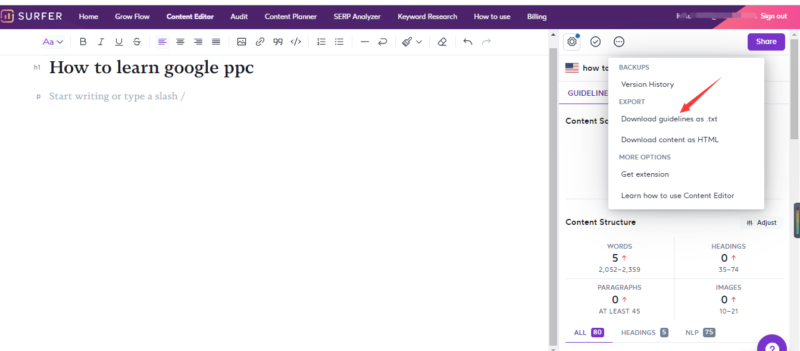2022-06-14上次发了一篇文章说使用surfer seo 来建立文章的大纲, 有位小伙伴说不太懂如何使用-极客跨境